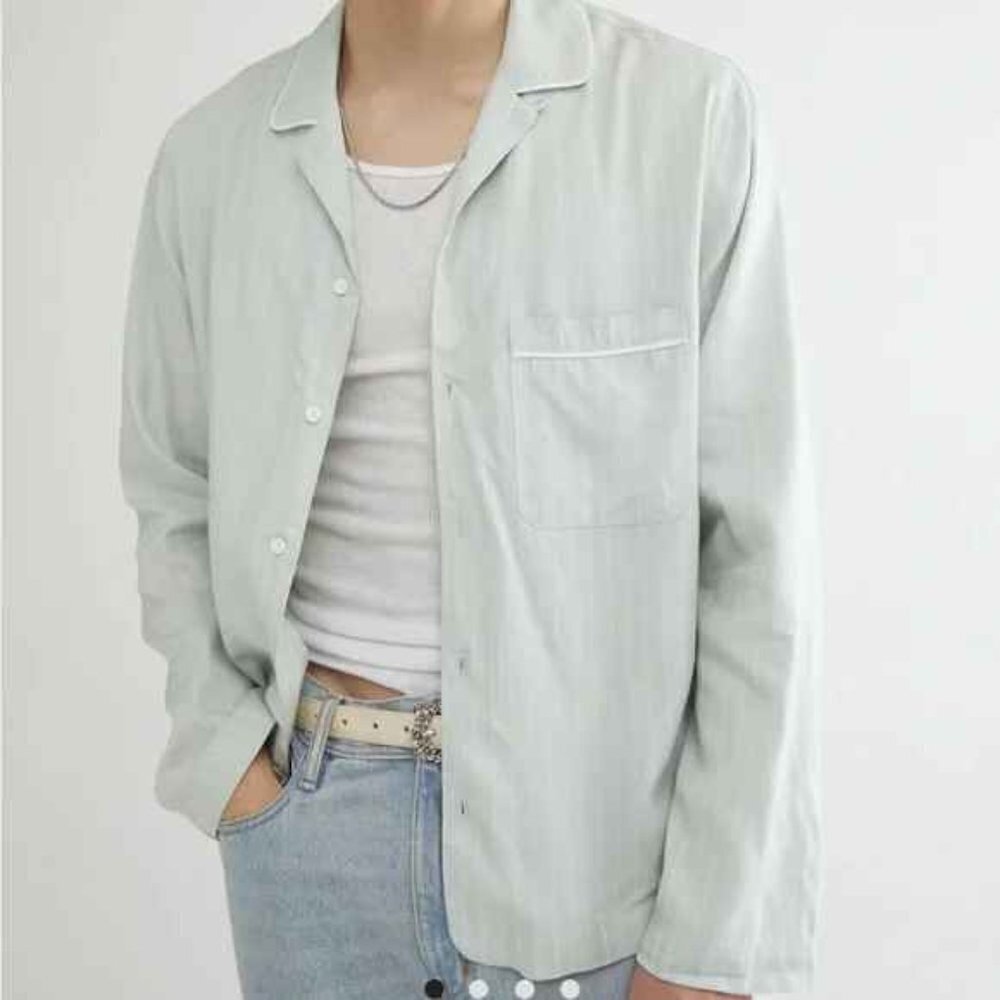 New Standard Cloth Mikkel Relaxed Pajama Shirt UO light blue Striped